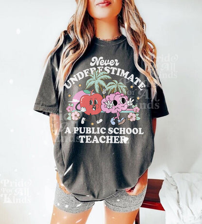 Never underestimate a public school teacher | tim walz | kamala harris walz | harris walz tshirt | teachers for kamala | fund public schools