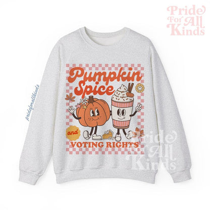 Pumpkin spice and voting rights | reproductive rights feminist sweatshirt | kamala harris merch | feminist halloween | burn the patriarchy