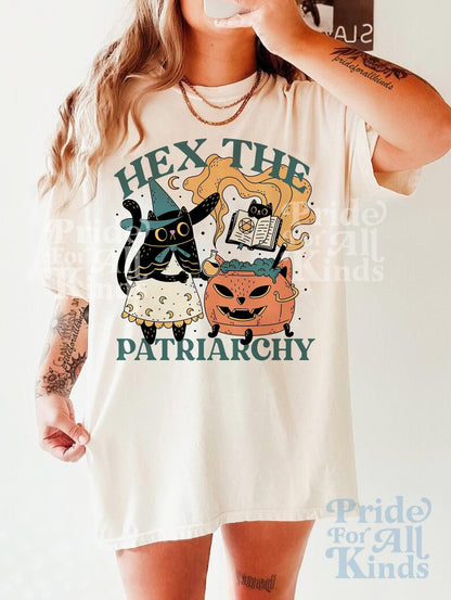 hex the patriarchy | feminist halloween | spooky cat | cat ghost shirt | burn the patriarchy | fall of patriarchy | feminist gift | leftist