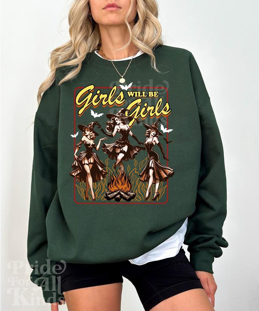 girls will be girls | feminist halloween | dancing skeleton | burn the patriarchy | hex the patriarchy | leftist | witch | spooky liberal