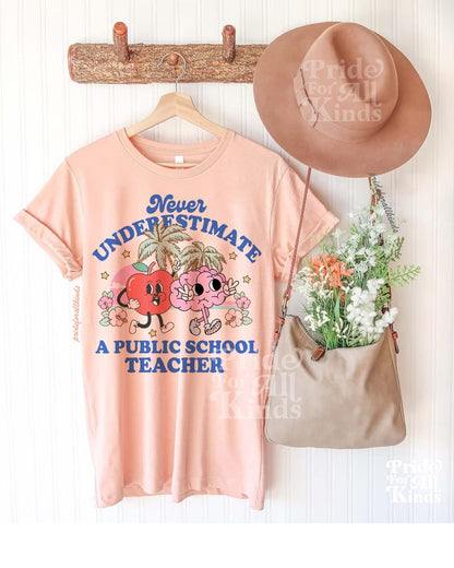 Never underestimate a public school teacher shirt | support public schools | tim walz | kamala harris walz | harris walz 2024 | kamala merch