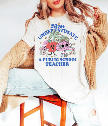 Never underestimate a public school teacher shirt | support public schools | tim walz | kamala harris walz | harris walz 2024 | kamala merch