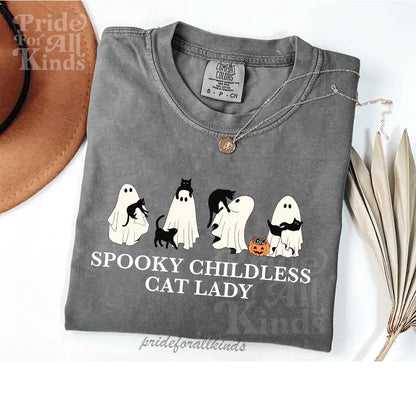 Spooky childless cat lady shirt  | funny cat ghost | hex the patriarchy | spooky cat lady | burn the patriarchy | kamala halloween |feminist