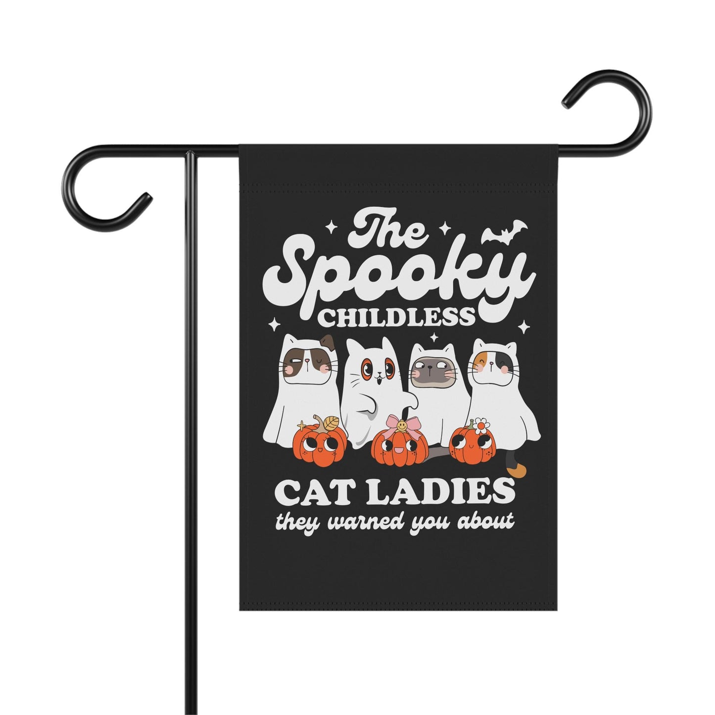Spooky childless cat lady garden flag | funny cat ghost | feminist halloween | kamala flag | kamala yard sign | cat halloween garden flag