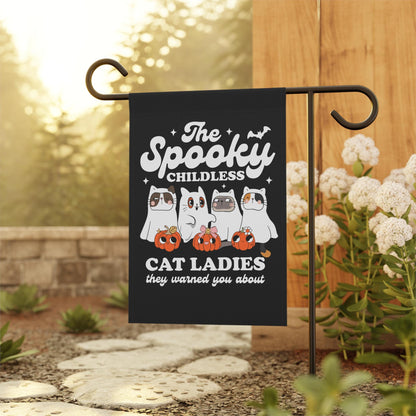 Spooky childless cat lady garden flag | funny cat ghost | feminist halloween | kamala flag | kamala yard sign | cat halloween garden flag