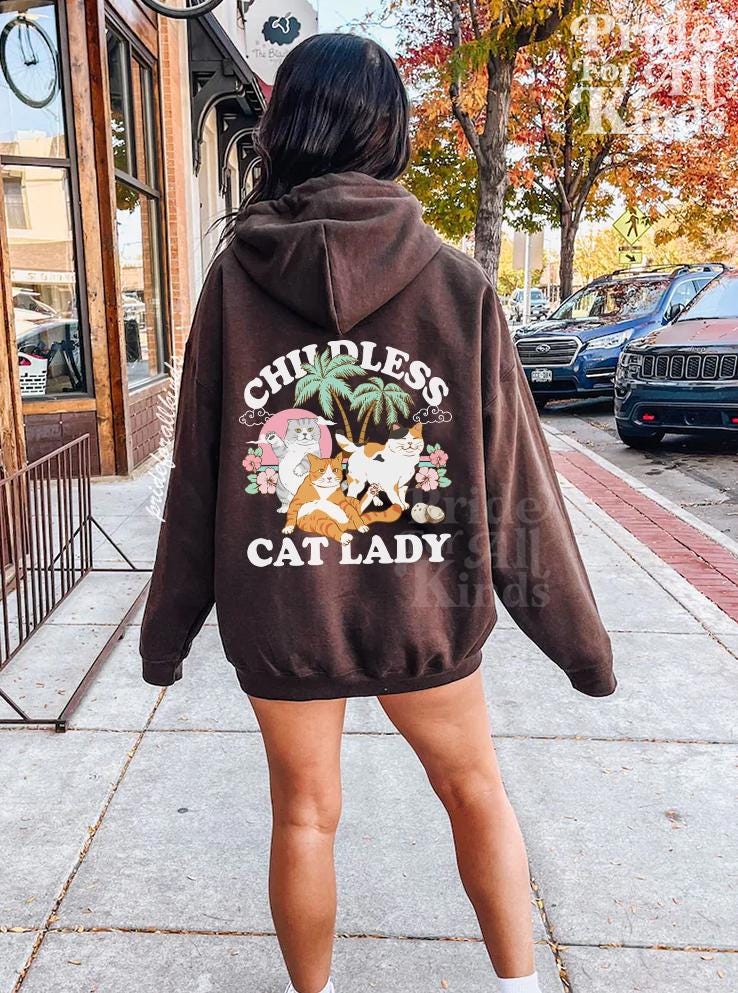 Childless cat lady hoodie | subtle kamala harris | kamala hoodie | cat lady sweatshirt | cat lady gift | harris walz hoodie |cat lady kamala