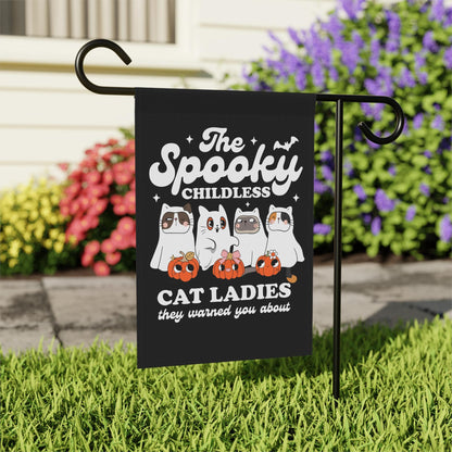Spooky childless cat lady garden flag