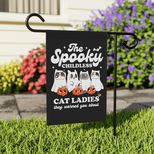 Spooky childless cat lady garden flag