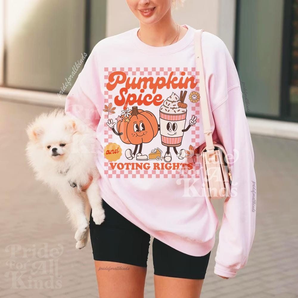 Pumpkin spice and voting rights | reproductive rights feminist sweatshirt | kamala harris merch | feminist halloween | burn the patriarchy
