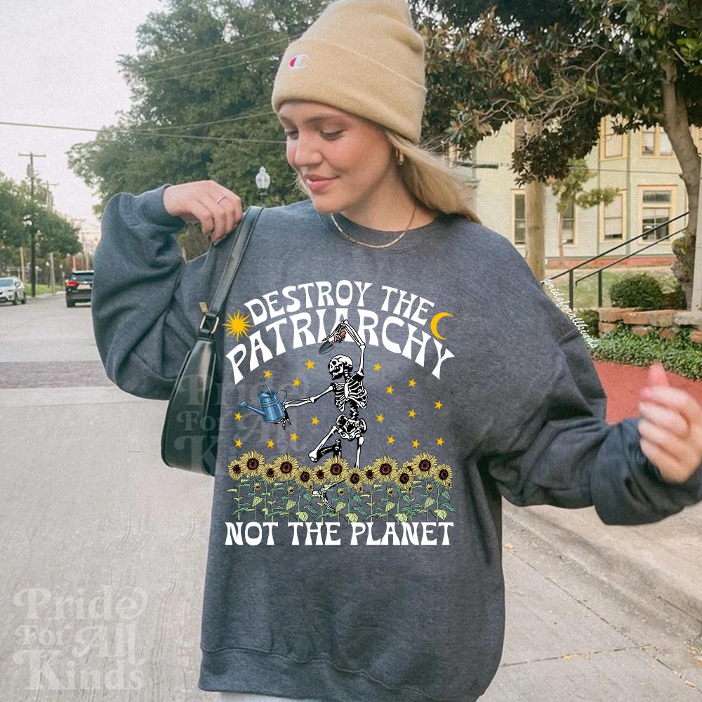 Destroy the patriarchy not the planet | dancing skeleton shirt | feminist halloween | spooky liberal feminist witch | burn the patriarchy
