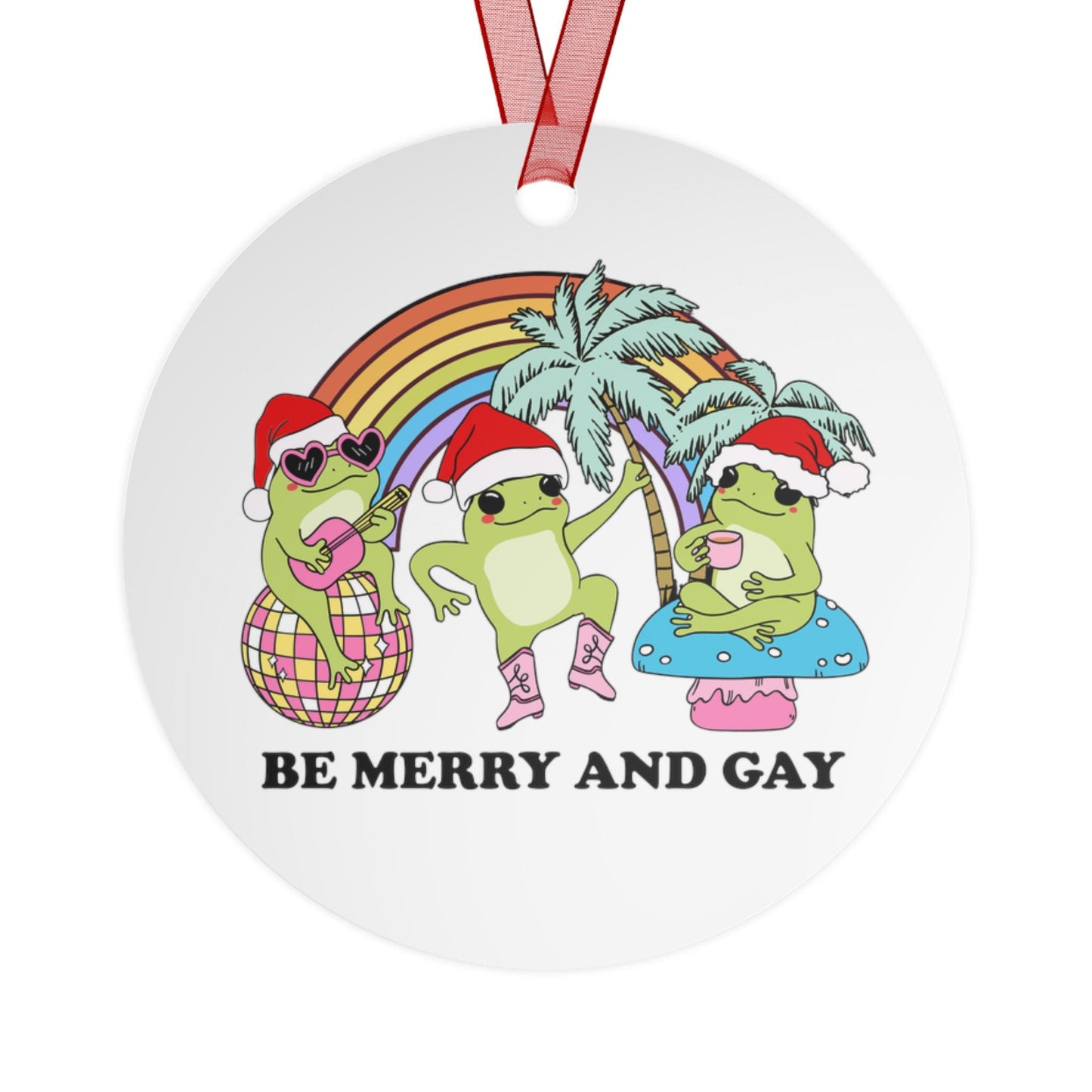 Be merry and gay christmas ornament | queer ornament | queer christmas | gay frogs | nonbinary frog | lesbian ornament | bisexual christmas