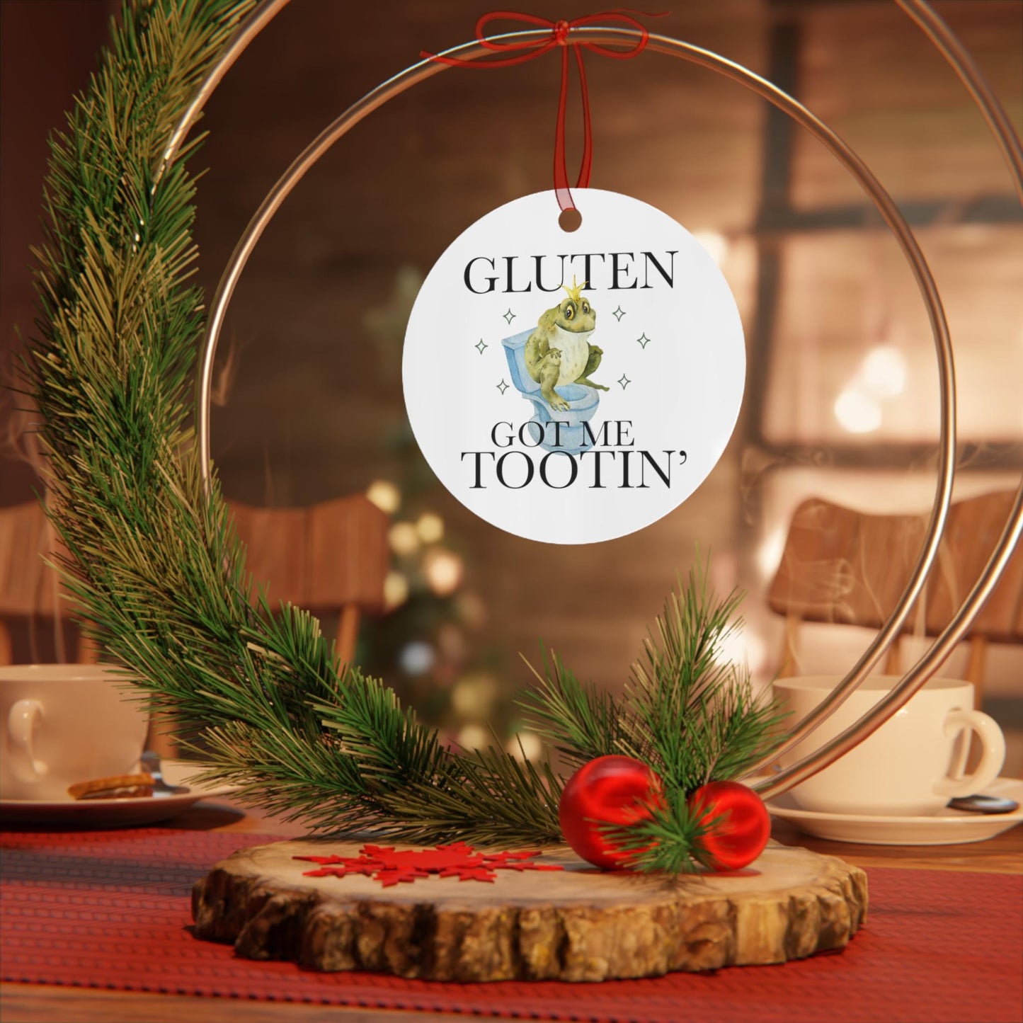 Gluten got me tootin ornament | gluten ornament | celiac disease ornament | my tummy hurts | ibs ornament | tummy ache survivor | fpies |