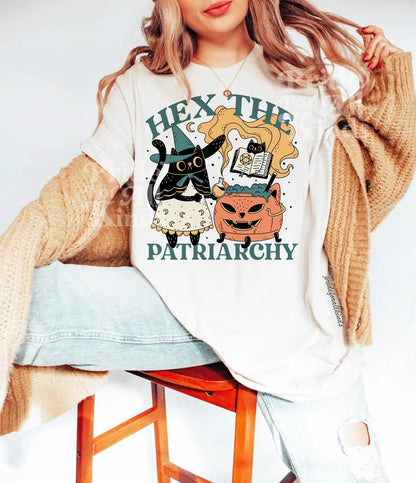 hex the patriarchy | feminist halloween | spooky cat | cat ghost shirt | burn the patriarchy | fall of patriarchy | feminist gift | leftist