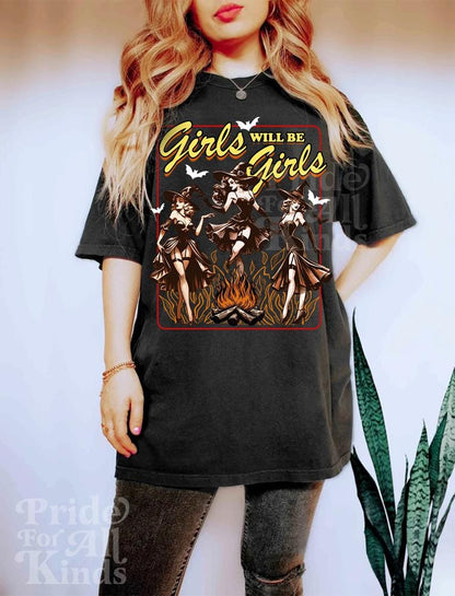 girls will be girls | feminist halloween | dancing skeleton | burn the patriarchy | hex the patriarchy | leftist | witch | spooky liberal