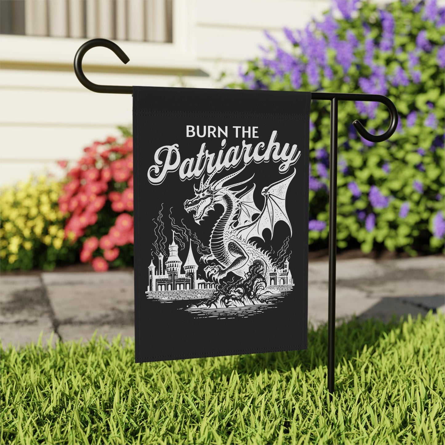 Burn the patriarchy garden flag | boil the patriarchy | feminist halloween | hex the patriarchy | feminist garden flag | goth | leftist gift