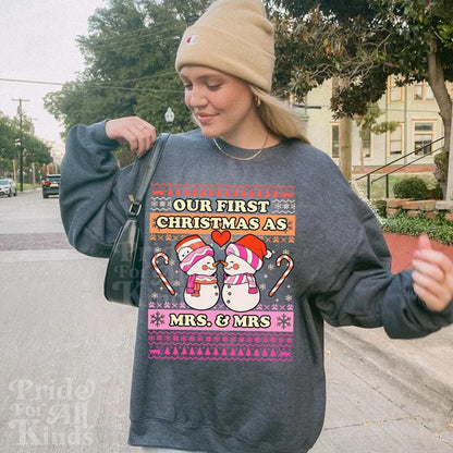 our first christmas as mrs and mrs | lesbian christmas | lesbian couple | lesbian sweatshirt | lesbian bride | lesbian wife christmas | gift