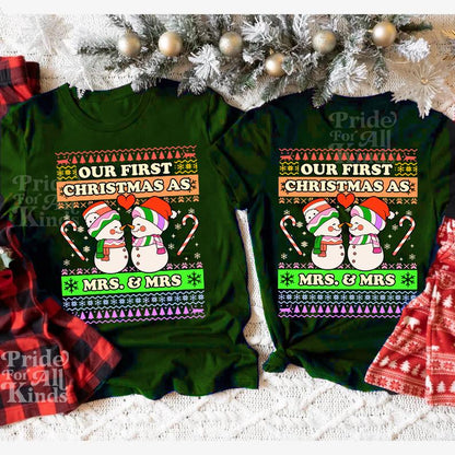 our first christmas as mrs and mrs | queer christmas | lesbian couple | queer sweatshirt | lesbian bride | lesbian wife christmas | gift