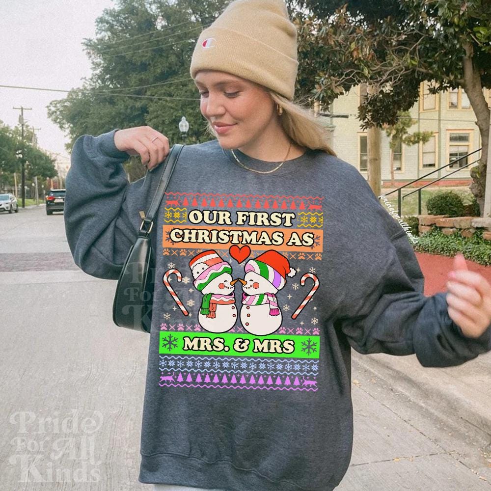 our first christmas as mrs and mrs | queer christmas | lesbian couple | queer sweatshirt | lesbian bride | lesbian wife christmas | gift