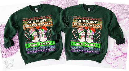 our first christmas as mrs and mrs | queer christmas | lesbian couple | queer sweatshirt | lesbian bride | lesbian wife christmas | gift