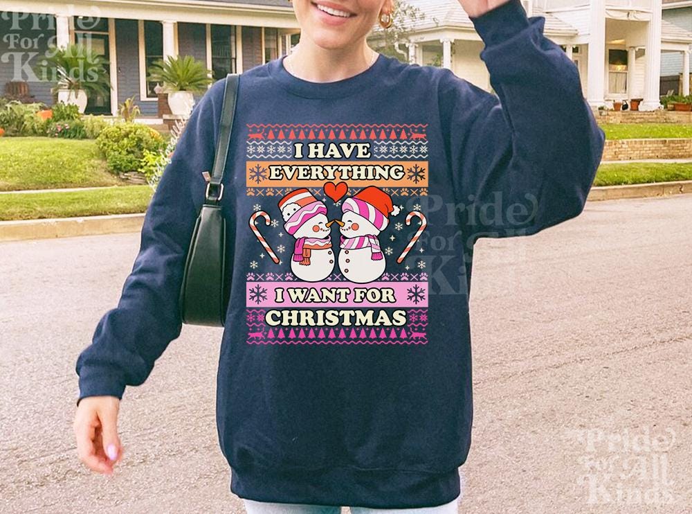 lesbian couple christmas sweatshirt | lesbian anniversary | lesbian pride | lesbian bride | lesbian wife | subtle lesbian | queer christmas