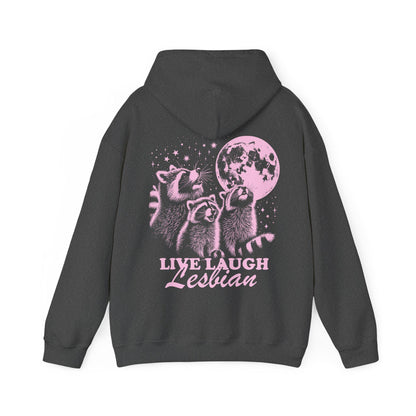 Live laugh lesbian hoodie | queer hoodie | funny lesbian sweatshirt | lesbian pride | raccoon lesbian | femme lesbian | subtle lesbian butch