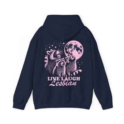 Live laugh lesbian hoodie | queer hoodie | funny lesbian sweatshirt | lesbian pride | raccoon lesbian | femme lesbian | subtle lesbian butch