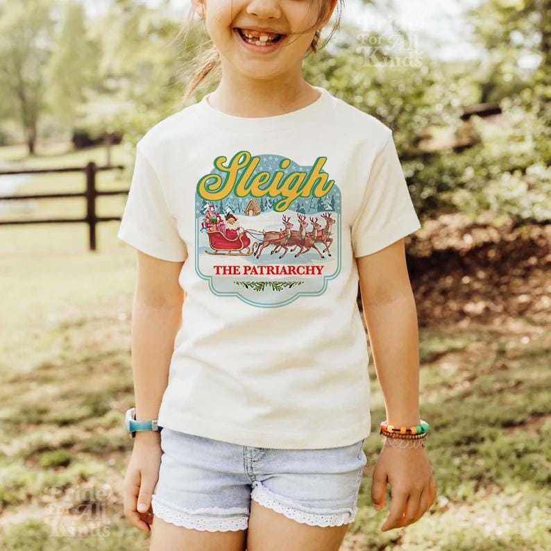 Sleigh the patriarchy kids and toddler shirt | feminist kids shirt | feminist christmas | smash the patriarchy | burn the patriarchy leftist