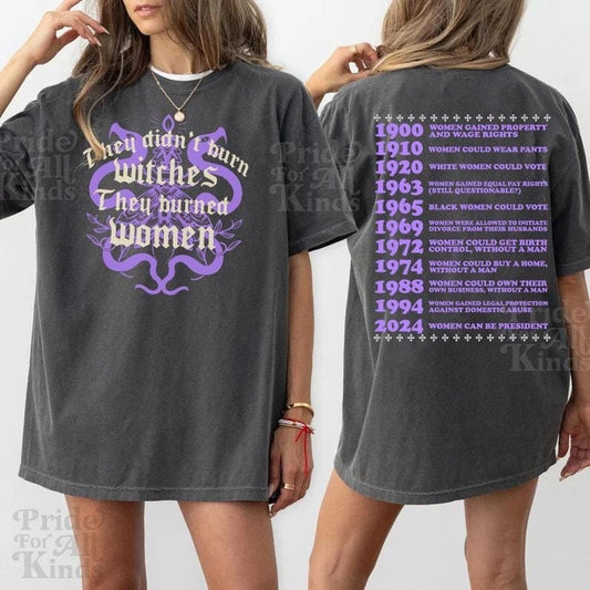 they didnt burn witches they burned women dates shirt