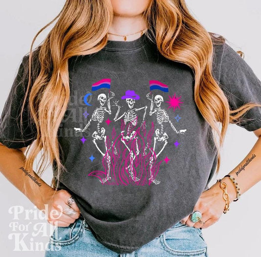 Bisexual skeleton boxy crop top | bisexual halloween | subtle bisexual | subtle bi pride | goth bisexual | bisexual men | queer halloween