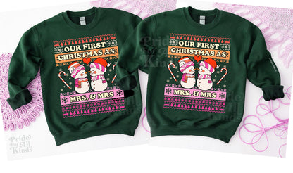 our first christmas as mrs and mrs | lesbian christmas | lesbian couple | lesbian sweatshirt | lesbian bride | lesbian wife christmas | gift