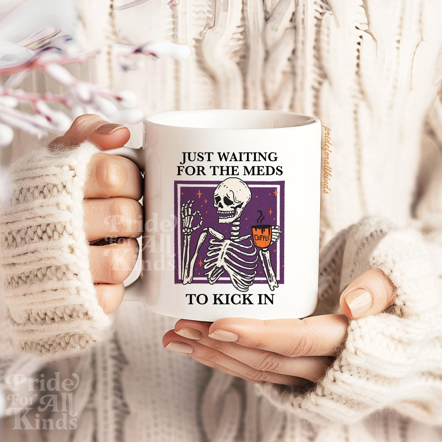 Just waiting for the meds to kick in mug | chronic illness mug | invisible illness | hidden disablity | spoonie mug | multiple sclerosis |