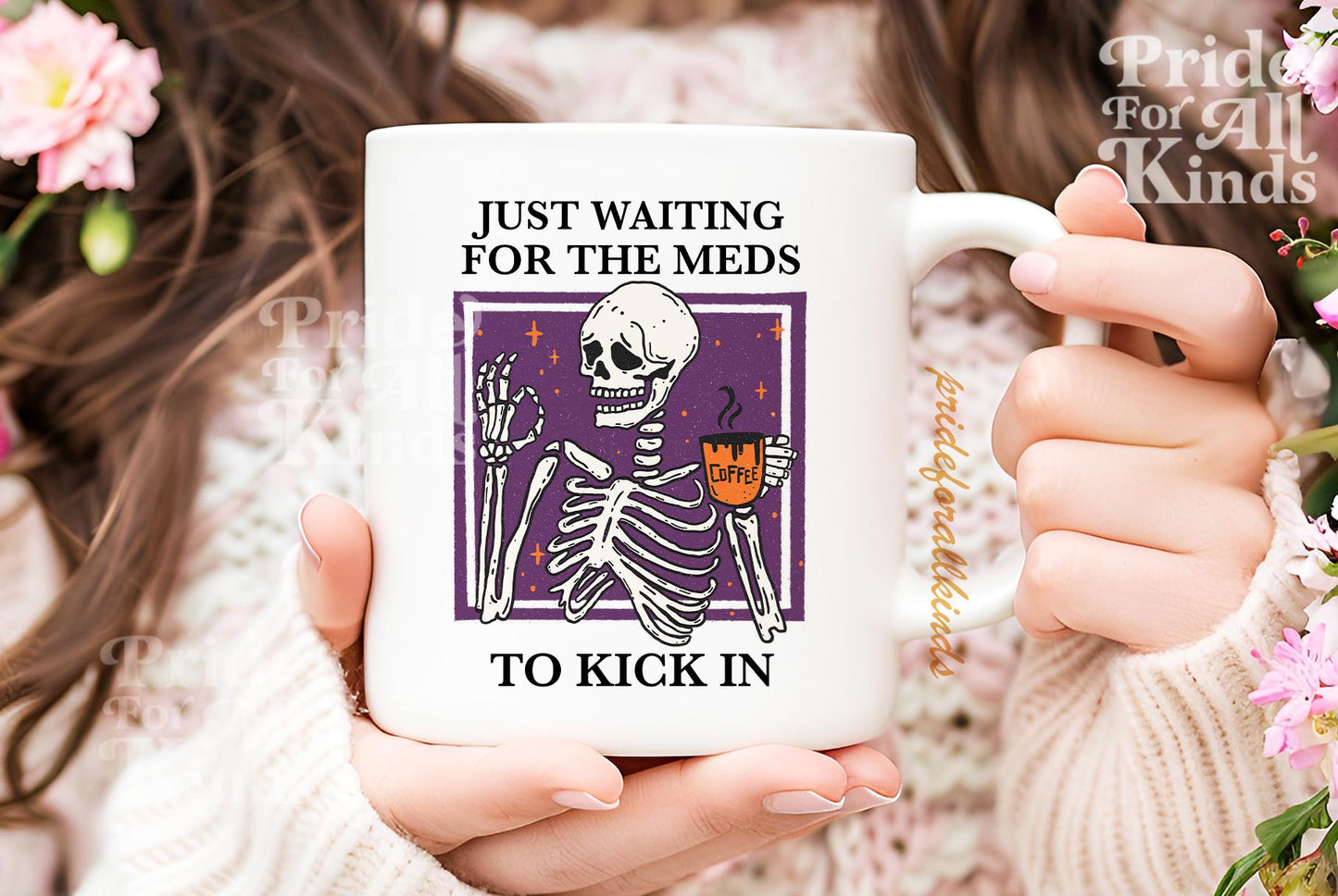 Just waiting for the meds to kick in mug | chronic illness mug | invisible illness | hidden disablity | spoonie mug | multiple sclerosis |