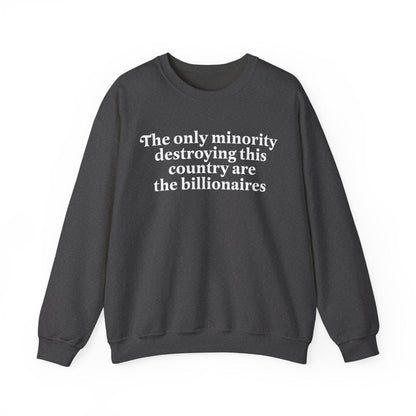 The only minority destroying this country are the billionaires | anti capitalism | feminist sweatshirt | anti trump sweater | lefist gifts
