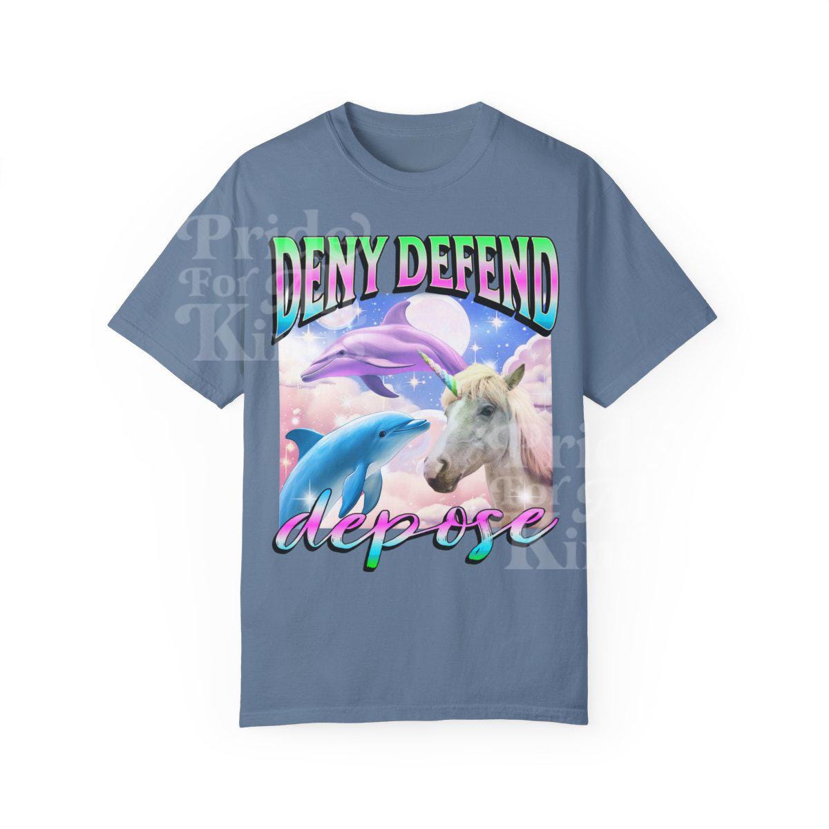 Deny defend depose | comfort colors | anti capitalism | leftist shirt | leftist gifts | dolphin meme | social democrat | people over profit