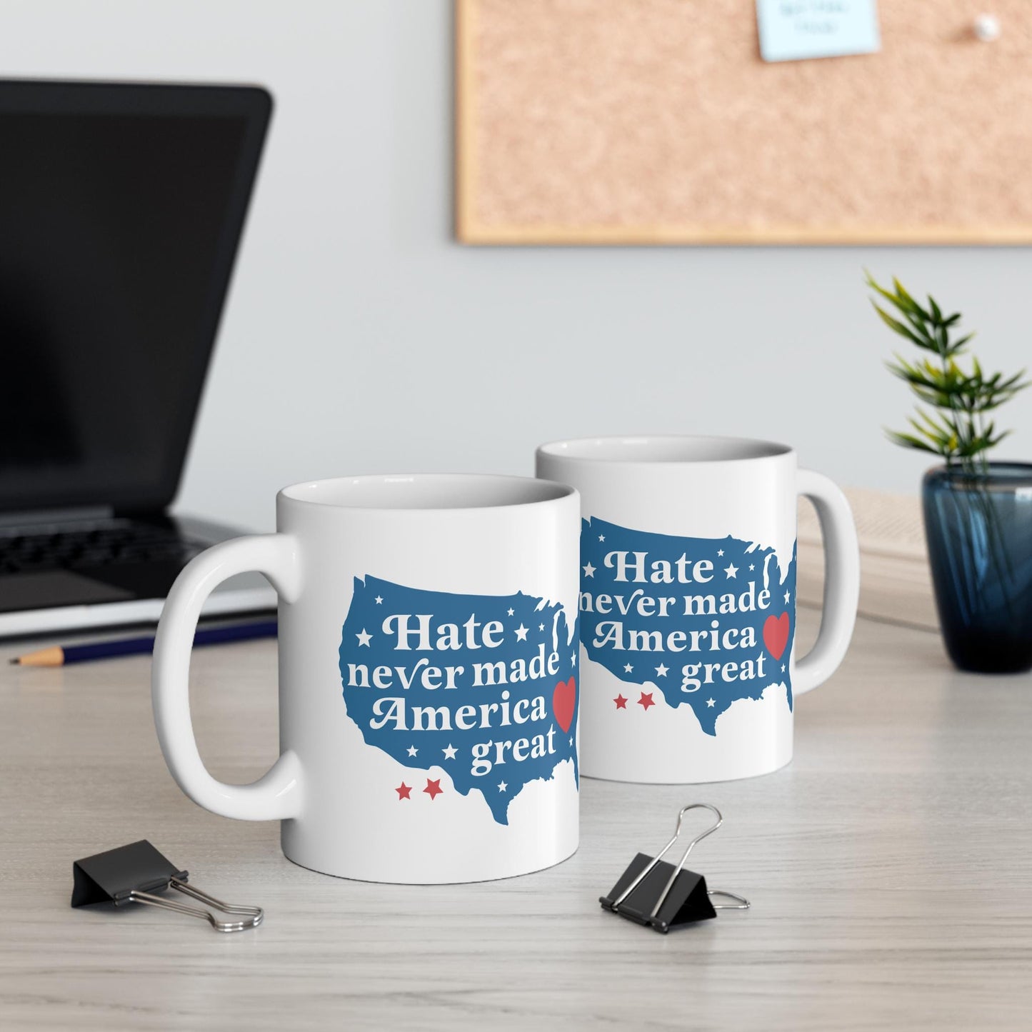 Hate never made America great mug | feminist mug | anti racist | anti fascist | feminist coffee | leftist |anti capitalism no one is illegal