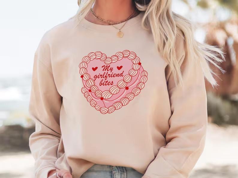My girlfriend bites | Be mine sweatshirt | femme lesbian | fiance sweatshirt | lesbian valentine | queer valentine gift |plus size valentine