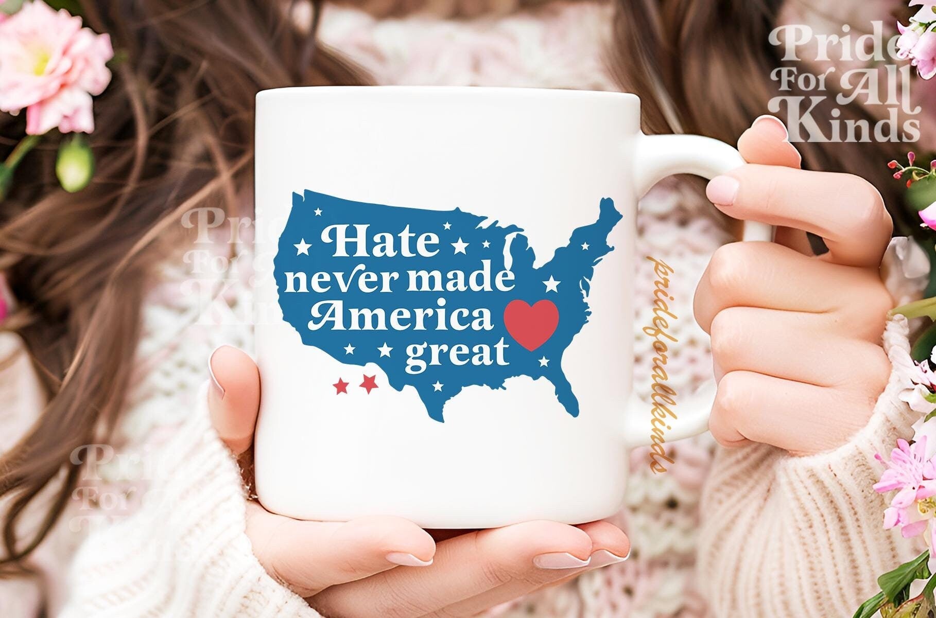Hate never made america great mug