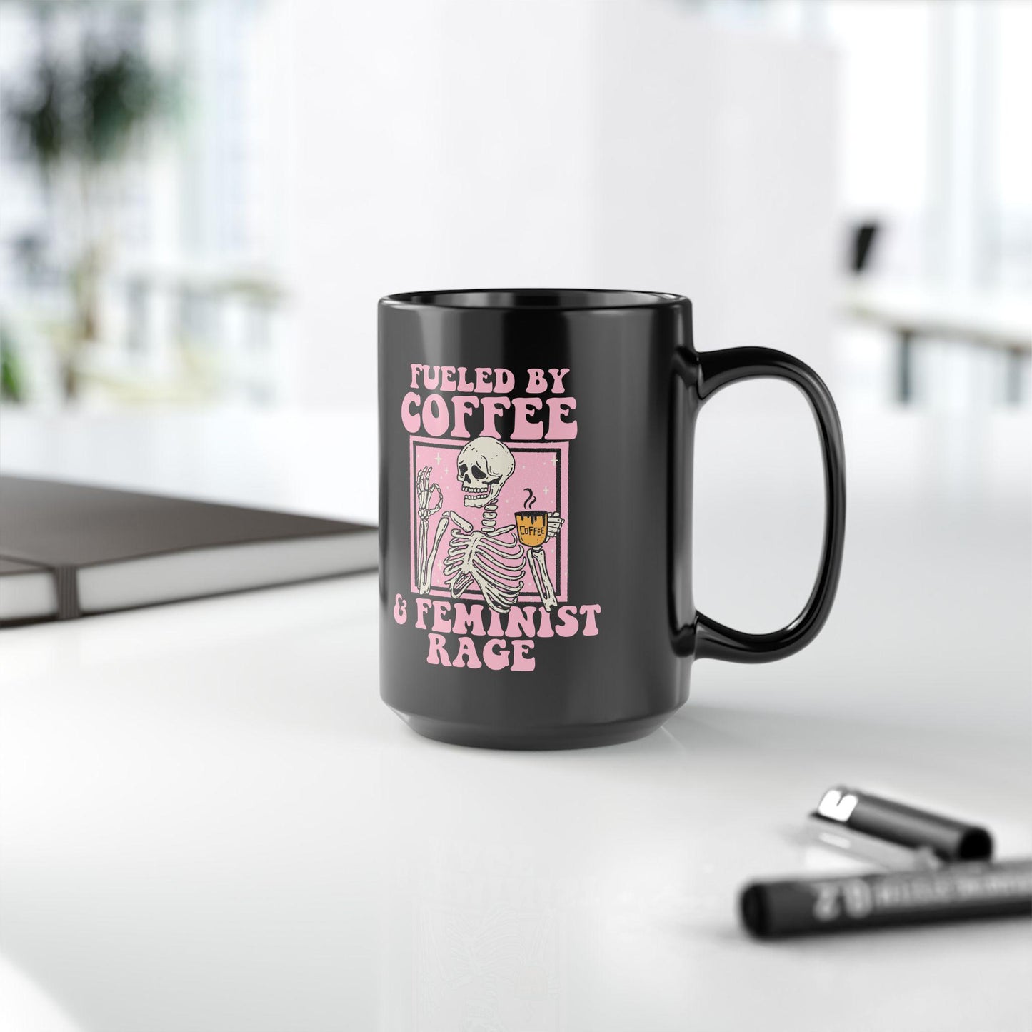 Fueled by coffee and feminist rage mug | feminist mug | liberal feminist human rights | anti trump mug | funny feminist | leftist gift |