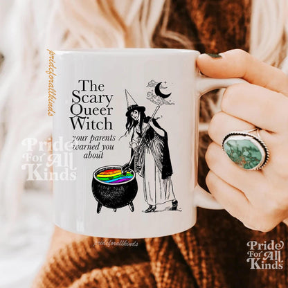 The spooky queer witch mug | queer pride merch | gay mug | lesbian mug | lesbian gift | bisexual mug | funny queer gift | lgbt pride mug |