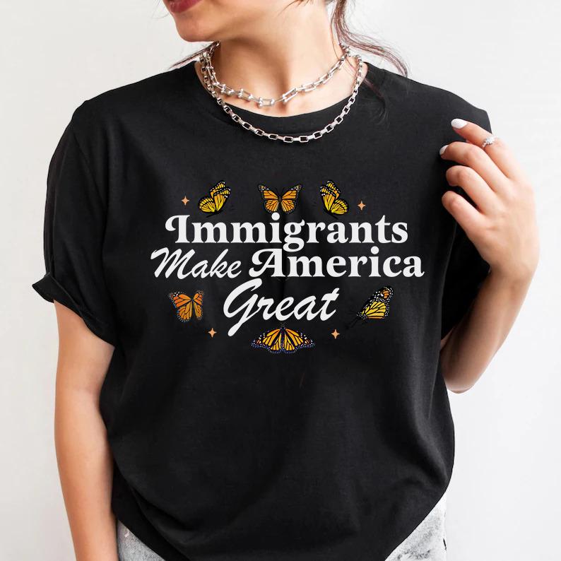 Immigrants Make America Great | America was built by immigrants | anti racism | anti fascism | anti capitalist | no one is illegal | leftist