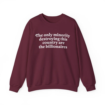 The only minority destroying this country are the billionaires | anti capitalism | feminist sweatshirt | anti trump sweater | lefist gifts