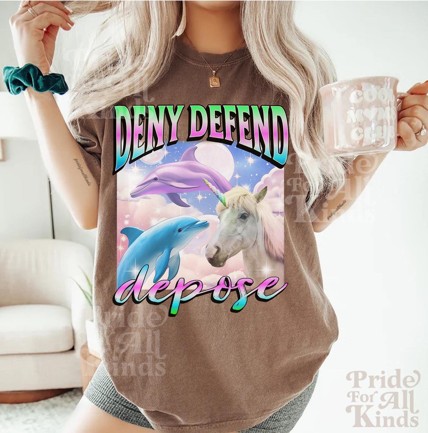 Deny defend depose | comfort colors | anti capitalism | leftist shirt | leftist gifts | dolphin meme | social democrat | people over profit