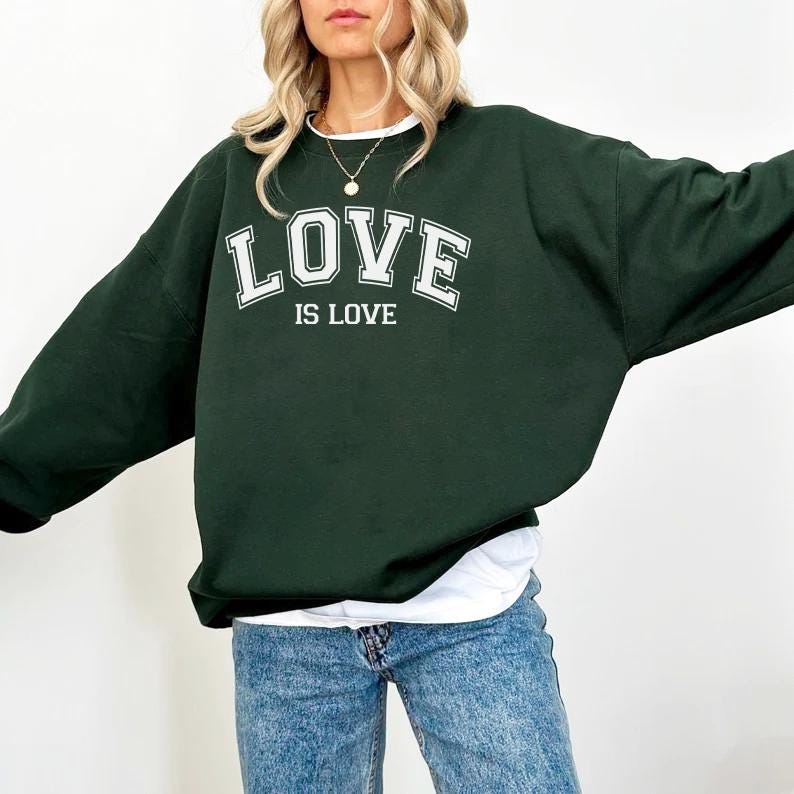 Love is love valentines day sweatshirt | lesbian valentines | queer valentines gifts | gay valentines | bi pride subtle | subtle pride shirt