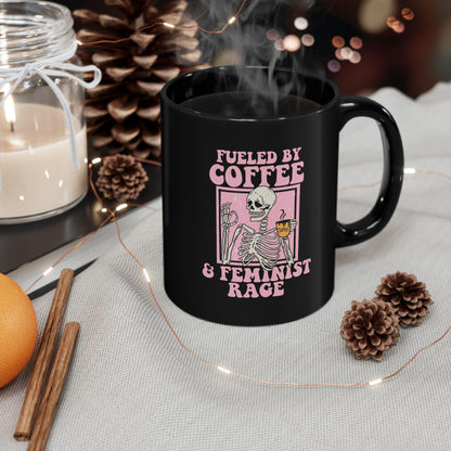 Fueled by coffee and feminist rage mug | feminist mug | liberal feminist human rights | anti trump mug | funny feminist | leftist gift |