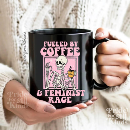 Fueled by coffee and feminist rage mug | feminist mug | liberal feminist human rights | anti trump mug | funny feminist | leftist gift |