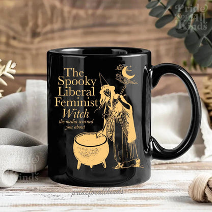 spooky liberal feminist witch mug