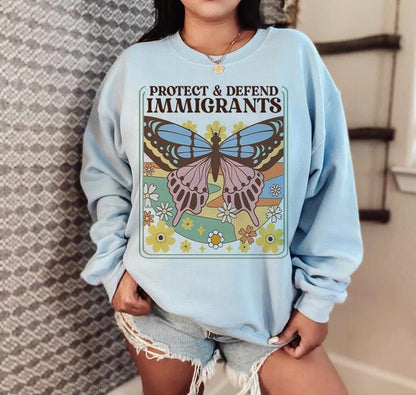 protect and defend immigrants | anti racism | immigrants make america great | anti fascism | no one is illegal on stolen land | liberal tee