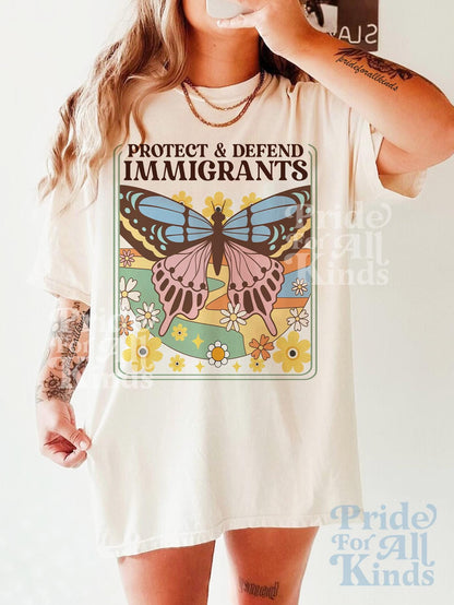 protect and defend immigrants | anti racism | immigrants make america great | anti fascism | no one is illegal on stolen land | liberal tee