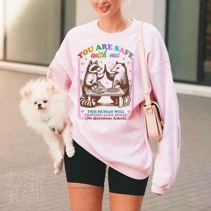 You are safe with me sweatshirt | trans rights | protect trans kids | queer youth | nonbinary parent | pride merch | lgbtq straight ally |