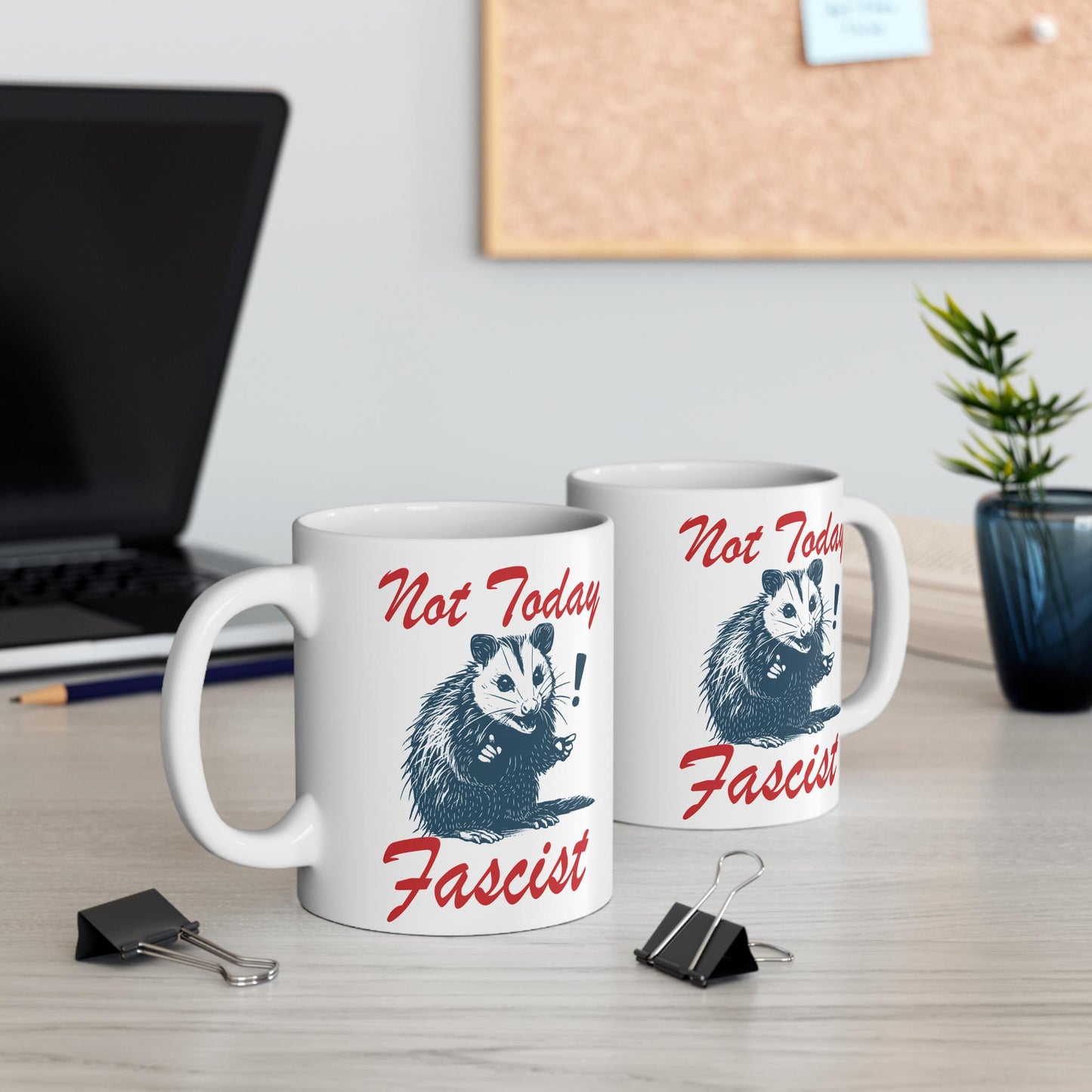 Not today fascist | feminist mug | liberal mug | anti fascism | anti capitalism | leftist gift | anti trump coffee mug | feminist coffee |
